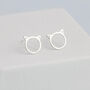 Sterling Silver Cat Head Stud Earrings, thumbnail 4 of 5