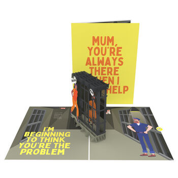 Mum's The Problem 3D Pop Up Jail Mothers Birthday Card, 7 of 8