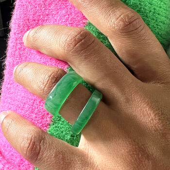 Green Opaque Resin Ring, 3 of 6
