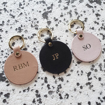Personalised Saffiano Leather Circle Keyring, 4 of 5