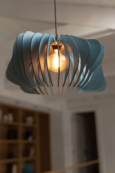 Misty Blue Wooden Pendant Light, 6 of 7