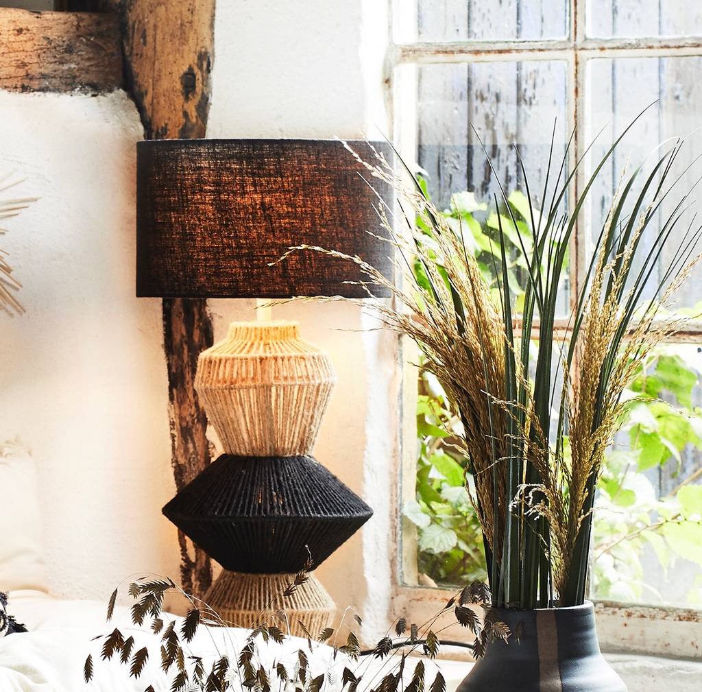 Black And Natural Abstract Jute Lamp By The Forest &amp; Co