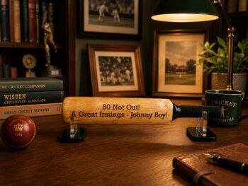 Personalised Cricket Bat Mini With Optional Stand, 11 of 12