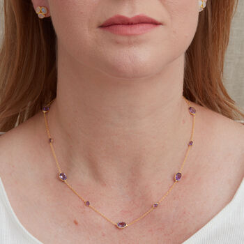 Amethyst Pebble Gold Plated Silver Chain Necklace, 2 of 11