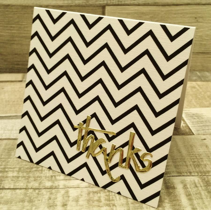 Black, White And Gold Mini Thank You Cards, Set Of Six By Lisa Walker