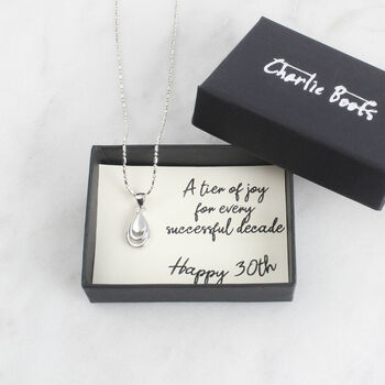 Silver Teardrop 30th Birthday Pendant Necklace, 2 of 8