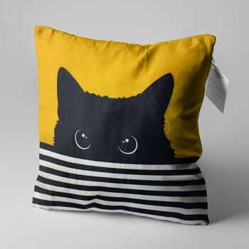 Cushion Cover With Hidden Black Cat On The Yellow, 4 of 7