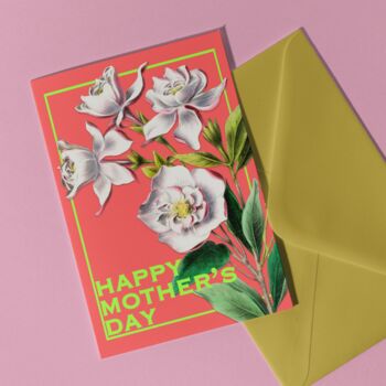 Happy Mothers Day Greeting Card In Orange Floral, 3 of 4