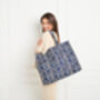 Serendipity Cotton Quilted Tote Bag Indigo Ikat, thumbnail 1 of 5