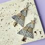 Festive Christmas Tree Statement Drop Earrings, thumbnail 3 of 5