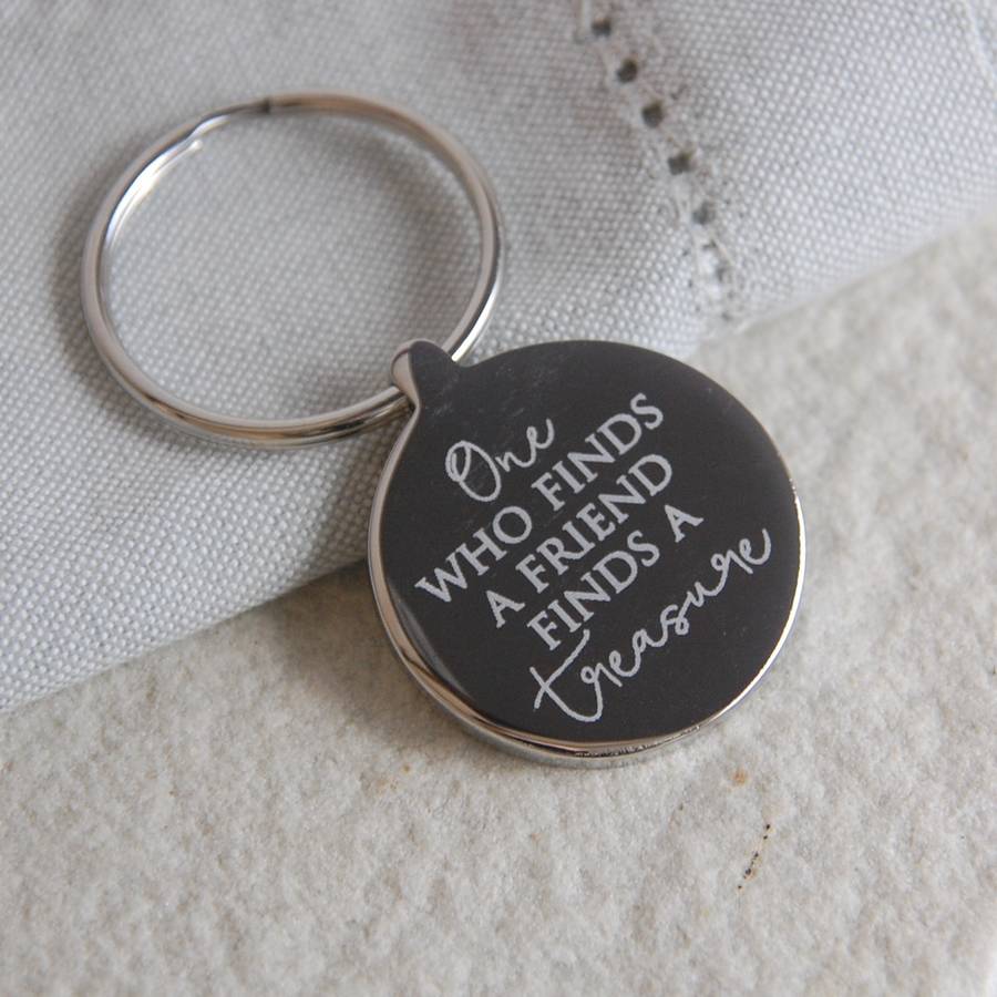 Image of 'One Who Finds A Friend Finds A Treasure' Keyring