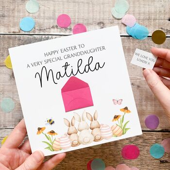 Personalised Easter Card For Child, Bunny Family, For Daughter, Son, Granddaughter, Grandson Etc, 2 of 6