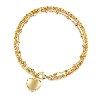 Rope Chain Heart Urn Ashes Bracelet – 18 K Gold Plate, 3 of 7