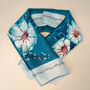 Teal Floral Print Silky Scarf, thumbnail 1 of 4