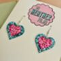 Candy Crush Pink And Blue Heart Glitter Resin Stud Earrings, thumbnail 4 of 4