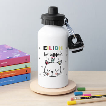 Personalised Cattitude Water Bottle, 2 of 5