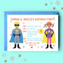Twin Or Joint Superhero Birthday Party Invitations, thumbnail 1 of 5