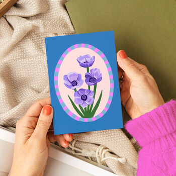 Anemone Floral Card Blue, 2 of 2