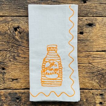 Set Of Six Embroidered Food Preserves Napkins, 5 of 11