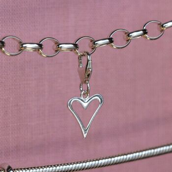Sterling Silver Open Heart Charm, 4 of 7