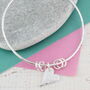 Sterling Silver Textured Tilted Heart Charm Bangle, thumbnail 6 of 7