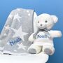 Personalised Grey Stars Blanket And Keeleco Baby Teddy, thumbnail 2 of 9