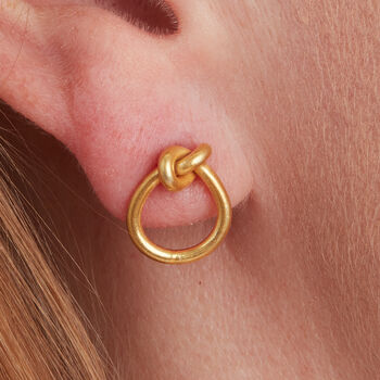 Gold Plated Silver Love Knot Stud Earrings, 2 of 8