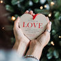 'Love Across The Miles' Personalised Heart Decoration, thumbnail 1 of 5