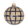 Christmas Lines Glass Bauble Navy On Taupe, 8cm, thumbnail 2 of 2