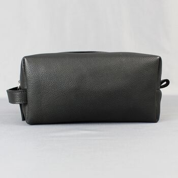 Black Leather Cosmetics Bag With Gunmetal Zip, 2 of 8