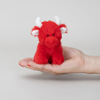 Mini Highland Collectible Red Soft Toy Cow With Pop Up Box, 6 of 8