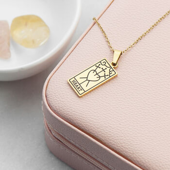 Personalised Three Of Swords Heart Tarot Card Necklace, 4 of 6