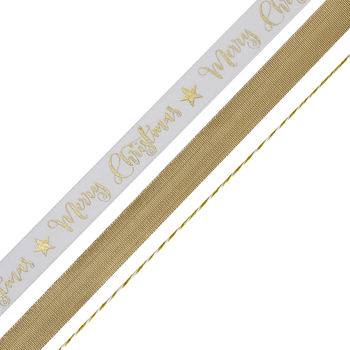 Gold Foiled Merry Christmas Ribbon Wrap Kit, 2 of 2
