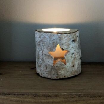 Personalised Star Birch Bark Candle Holder, 2 of 3
