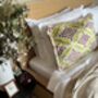 Modern, Oblong, Velvet, Ikat, Cushion With Cream Silk Tassels Blue, Yellow, Burgundy And Cream Abstract Design, thumbnail 1 of 8
