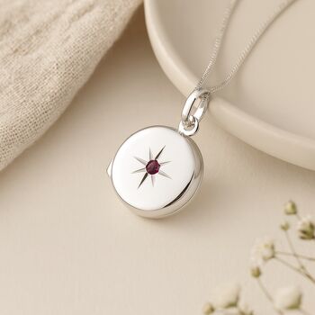 Personalised Sterling Silver July Birthstone Locket – Ruby, 3 of 7