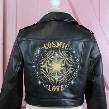 Cropped Cosmic Love Leather Jacket, 2 of 10