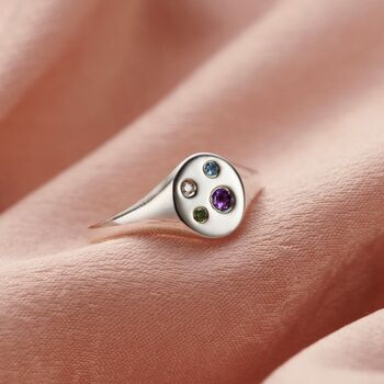 Rainbow Birthstone Signet Ring, 3 of 6