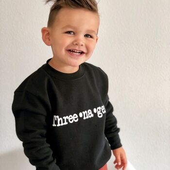 Three Na Ger Kids Sweatshirt In Black, 5 of 8