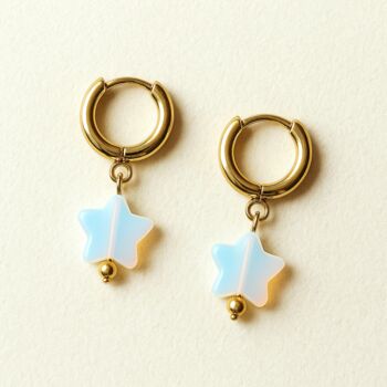 Handmade Opalite Star Huggie Hoop Earrings Inspired By Taylor Swift, 2 of 4