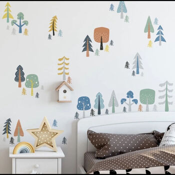 Pastel Colours Woodland Trees Wall Vinyl Stickers, 3 of 9