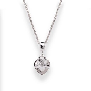 Forget Me Not Memorial Heart Personalised Silver Necklac, 6 of 7