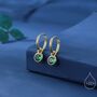 Sterling Silver Green Cz Huggie Hoop Earrings With Sleeper Hoops, thumbnail 1 of 12