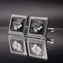 Silver Royal Grey Cufflinks Luxury Lily Flower, thumbnail 1 of 6