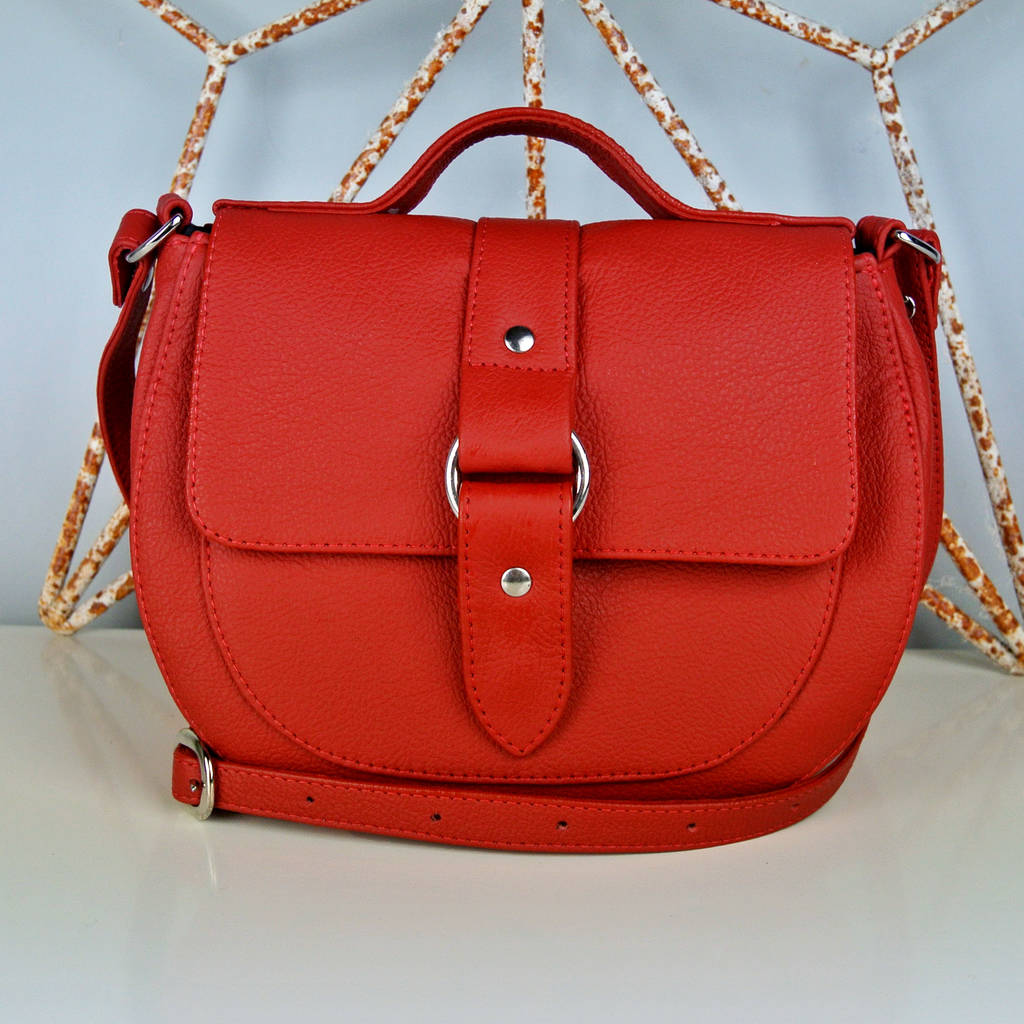 handcrafted red leather saddle bag by freeload leather accessories ...