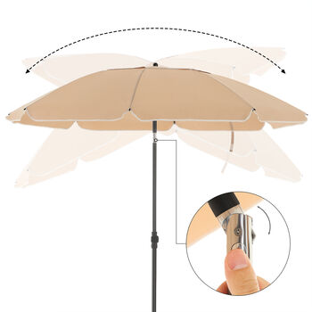 200 Cm Taupe Beach Umbrella Parasol With Air Vent, 5 of 6