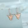 Highland Cow Drop Dangling Earrings In Sterling Silver, thumbnail 7 of 11