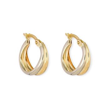 9ct Mixed Gold Double Hoop Earrings, 4 of 8