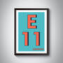 E11 Waltham Forest Typography Postcode Print, thumbnail 4 of 10