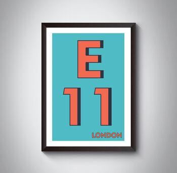 E11 Waltham Forest Typography Postcode Print, 4 of 10